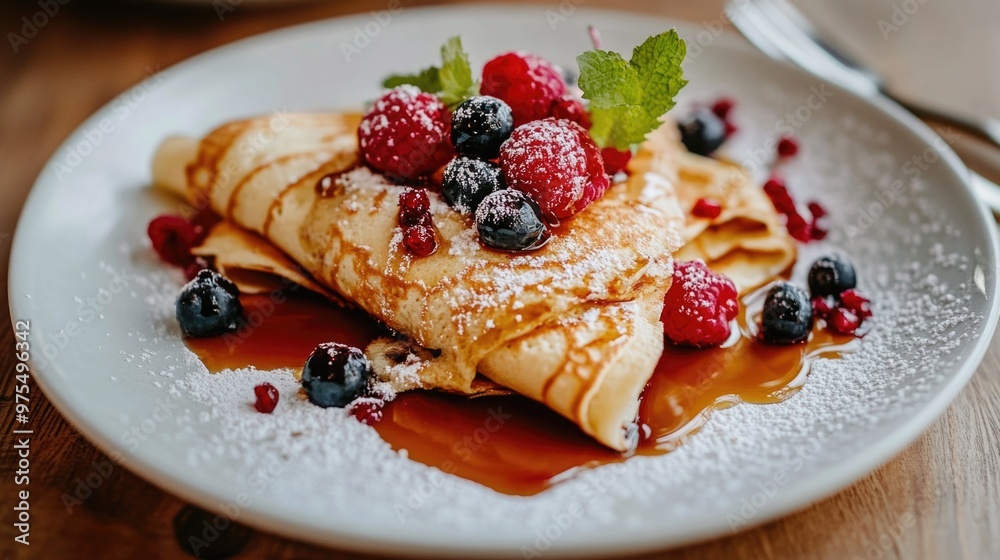 Pancakes with Syrup and Berries Pancakes with Syrup and Berries