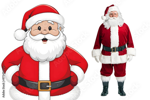 Santa Claus set isolated on white and transparent background