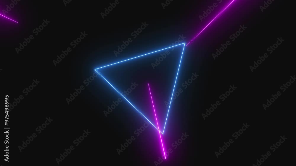 abstract glowing neon line geometric tringle animation cyan color. abstract glowing neon line geometric tringle animation cyan color.