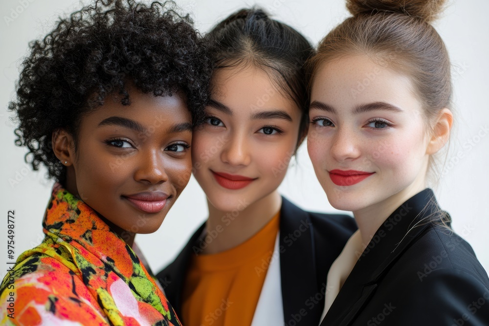 A group of young women from different ethnicities shares bright smiles, symbolizing the strength of friendship and the beauty of diversity. A group of young women from different ethnicities shares bright smiles, symbolizing the strength of friendship and the beauty of diversity.