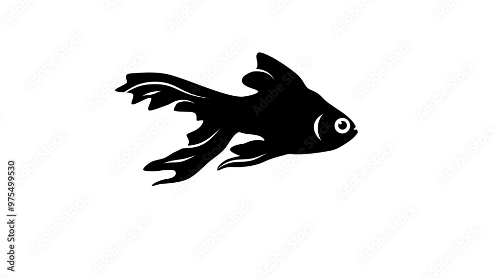 Goldfish emblem, black isolated silhouette Goldfish emblem, black isolated silhouette