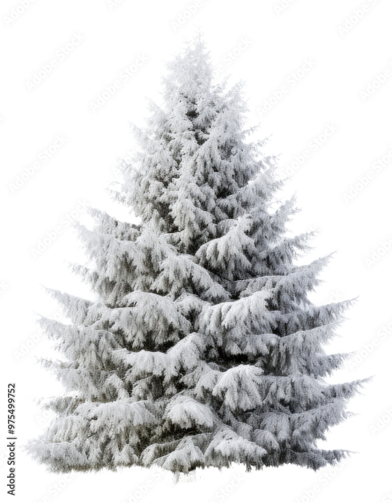 Fototapeta premium Snowy christmas tree outdoors nature plant.
