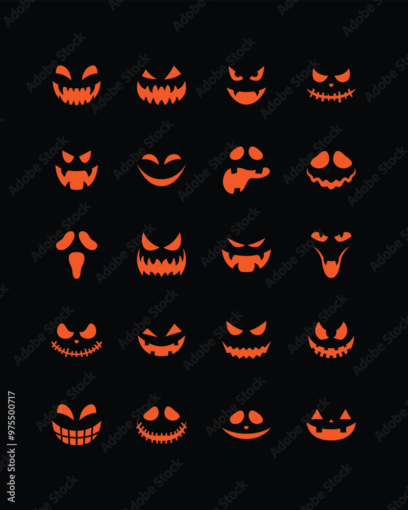 Evil faces Halloween vector set Evil faces Halloween vector set