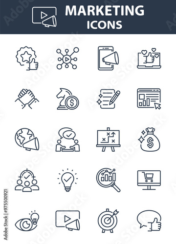 set of marketing icons, digital marketing, business,  photo