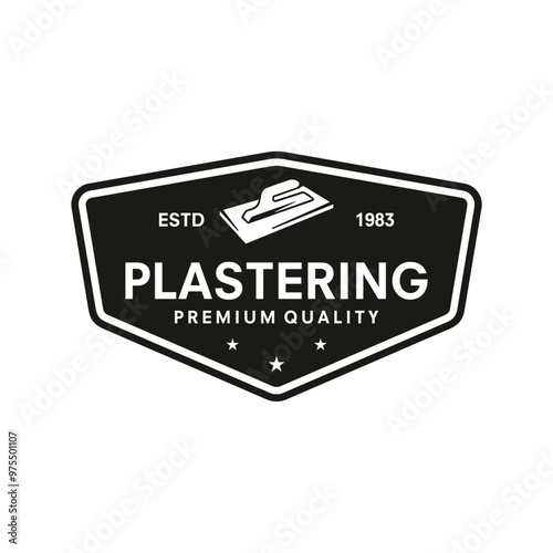 Plastering vintage template on isolated white background