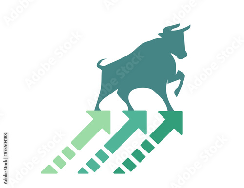 Stock market bull arrow up illustration