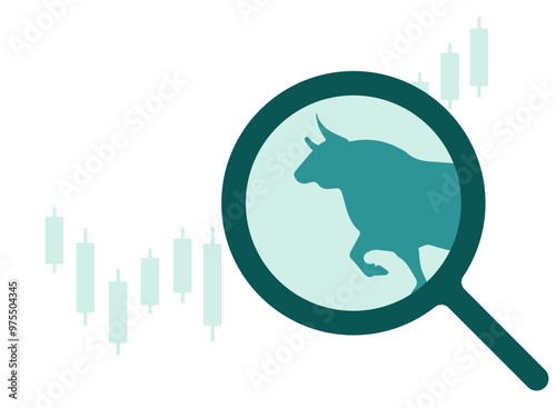 Stock market bull arrow up illustration