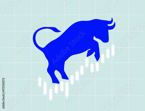 Stock market bull arrow up illustration