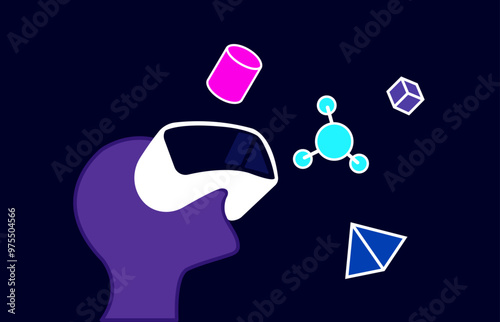 Virtual reality augmented reality stimulation illustration