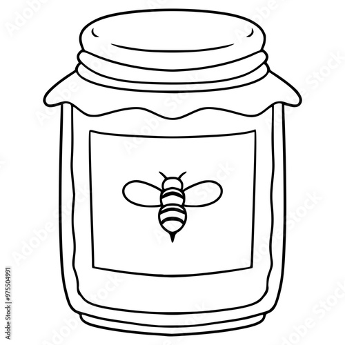 honey jar illustration hand drawn outline vector