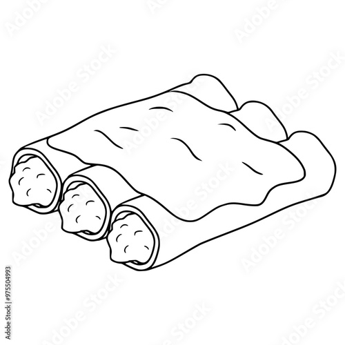 cannelloni pasta illustration hand drawn outline vector