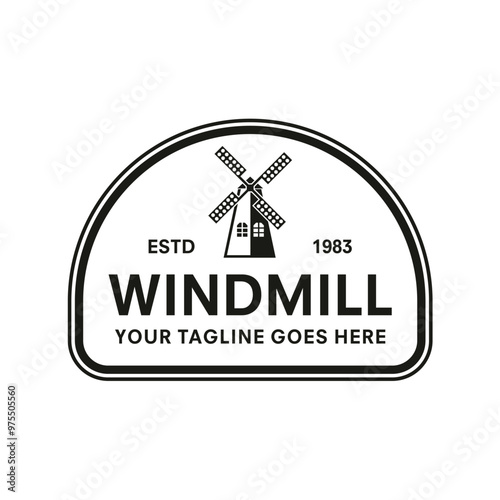 vintage logo windmill vector template illustration