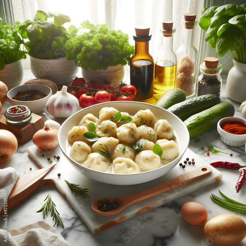 Klupta Potato Dumplings on Marble Kitchen Counter