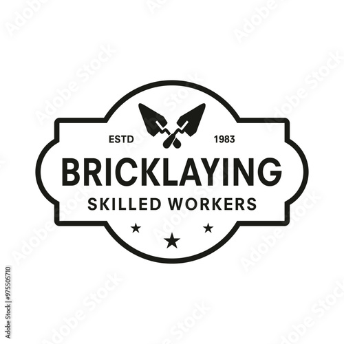 vintage logo bricklaying vector template illustration