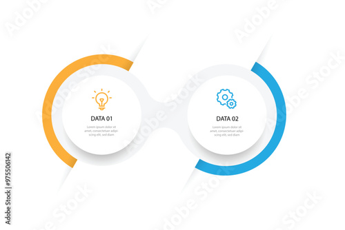 Modern design template infographic with 2 step process and with circle concept 