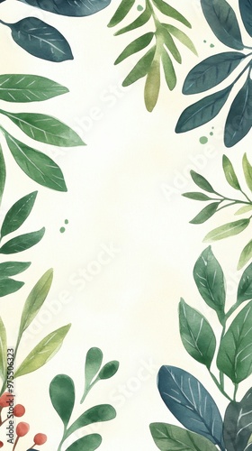 A beautiful collection of green leaves arranged artistically on a light background, perfect for nature-themed designs.