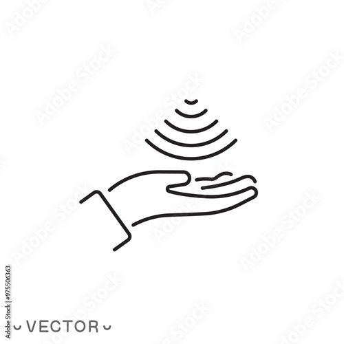 movement hand sensor icon, thin line symbol isolated on white background, editable stroke eps 10 vector illustration
