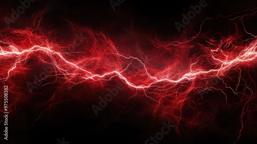 Abstract concept of red lightning representing energy and power