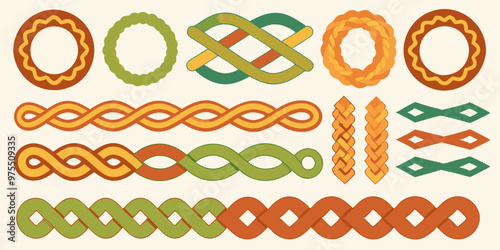 Braided Borders Knitted Ornaments & Decorative Ropes vector	