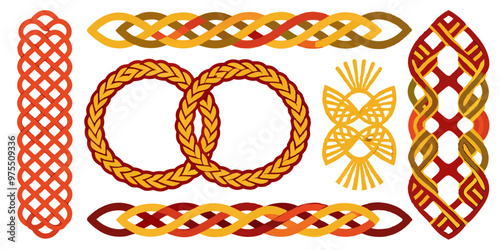Braided Borders Knitted Ornaments & Decorative Ropes vector	