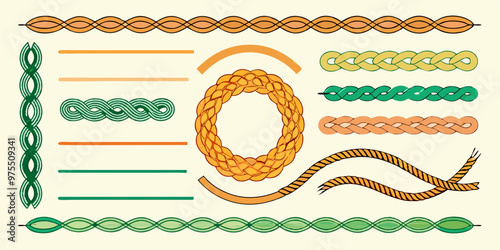 Braided Borders Knitted Ornaments & Decorative Ropes vector	