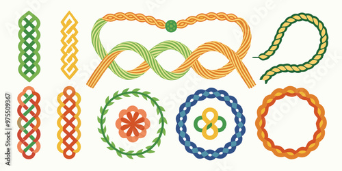 Braided Borders Knitted Ornaments & Decorative Ropes vector	