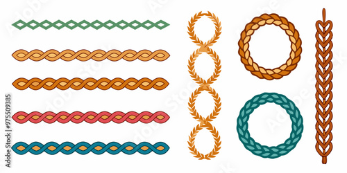 Braided Borders Knitted Ornaments & Decorative Ropes vector	