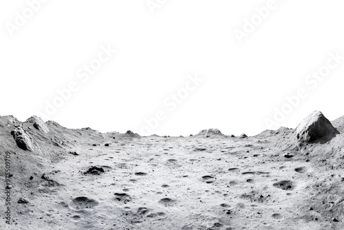 Obraz na płótnie Moon surface isolated on white background. Lunar landscape with deserted landscape and craters formed by meteor impacts w salonie