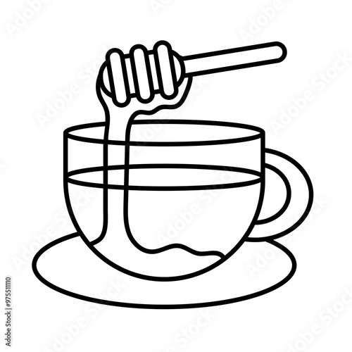 Tea with honey line icon vector, honey tea line art illustration, isolated on white background