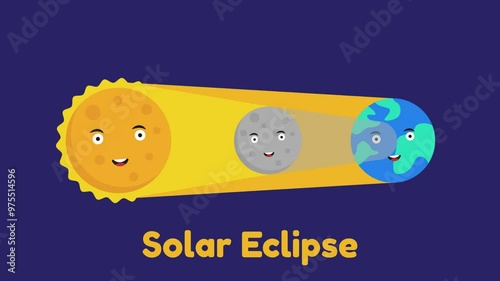 Creative solar eclipse animation education 4k video