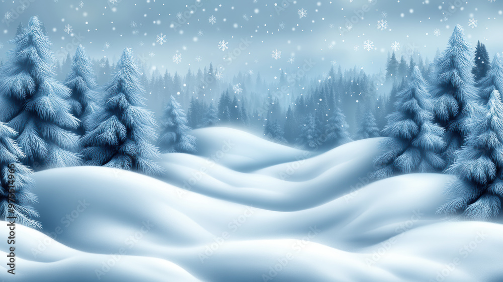 Fototapeta premium Blurry Forest and Snowy Foreground