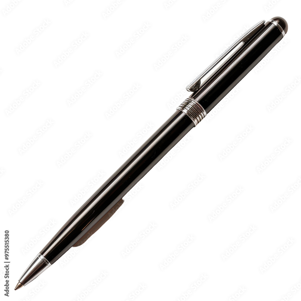 Transparent A black pen with a silver clip Transparent A black pen with a silver clip