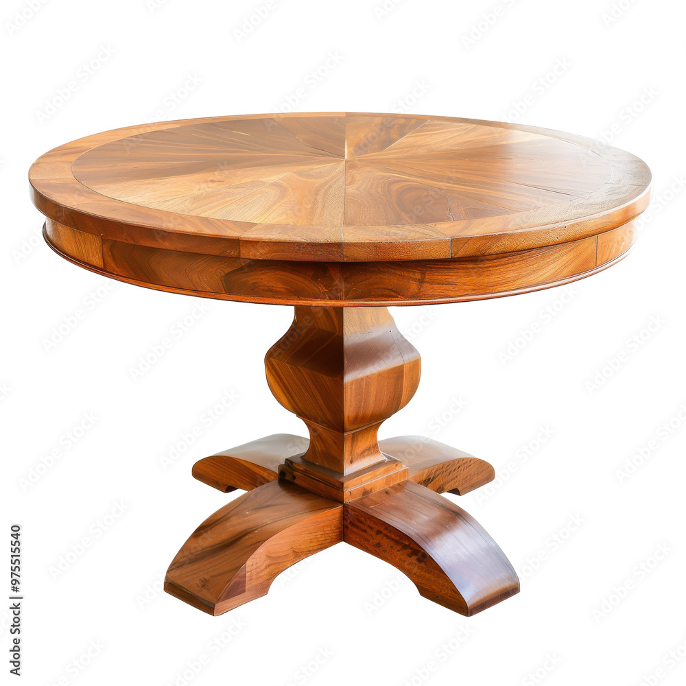 Transparent A wooden table with a round top and a wooden base Transparent A wooden table with a round top and a wooden base