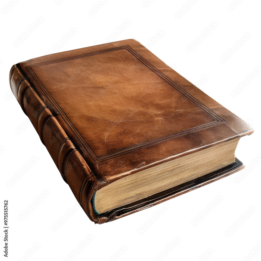 Transparent A leather bound book with a gold embossed spine Transparent A leather bound book with a gold embossed spine