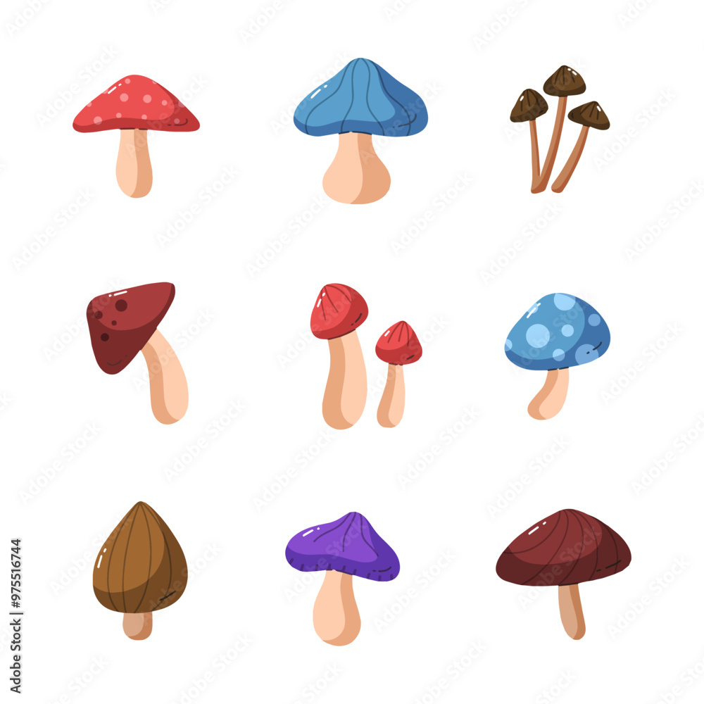Mushroom hand drawn style icon. collection of isolated cartoon illustrations Mushroom hand drawn style icon. collection of isolated cartoon illustrations