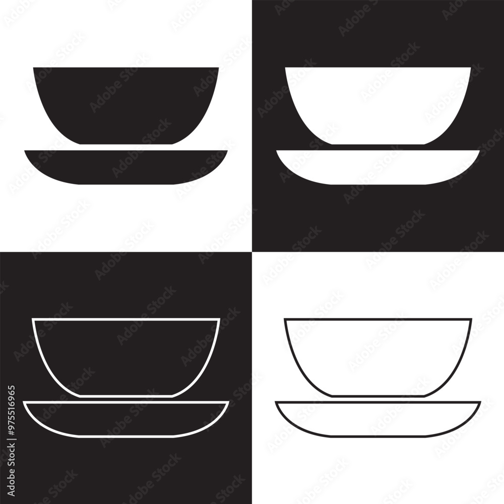 Bowl Vector Icon. Isolated on black and white background. Vector Illustration. EPS 10 Bowl Vector Icon. Isolated on black and white background. Vector Illustration. EPS 10