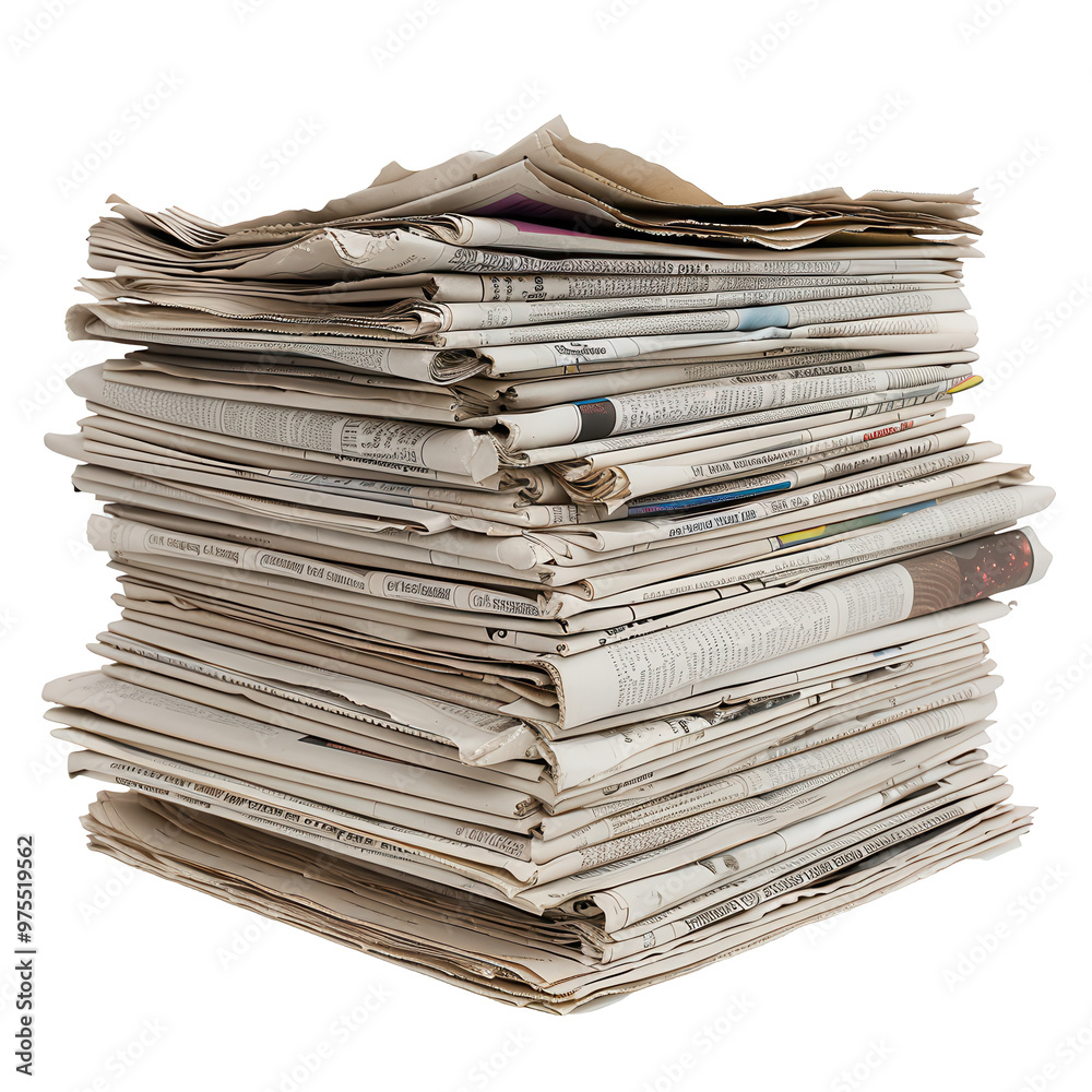 Transparent A pile of newspapers is stacked on top of each other Transparent A pile of newspapers is stacked on top of each other