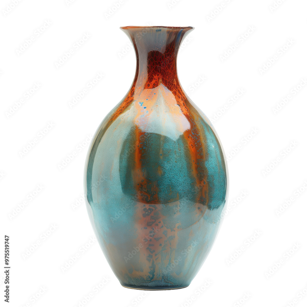 Transparent A blue and orange vase with a green stripe Transparent A blue and orange vase with a green stripe