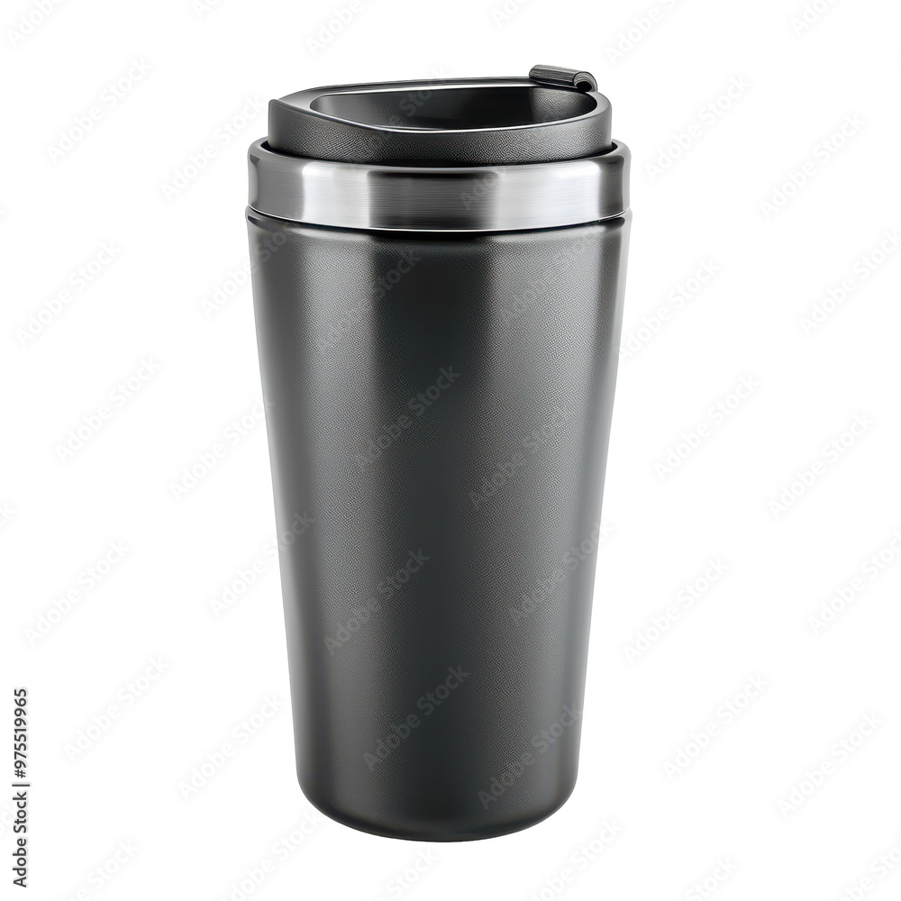 Transparent A black coffee cup with a silver lid Transparent A black coffee cup with a silver lid