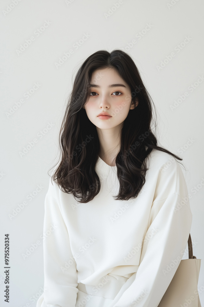 Fashionable Woman with Minimalist Background Fashionable Woman with Minimalist Background
