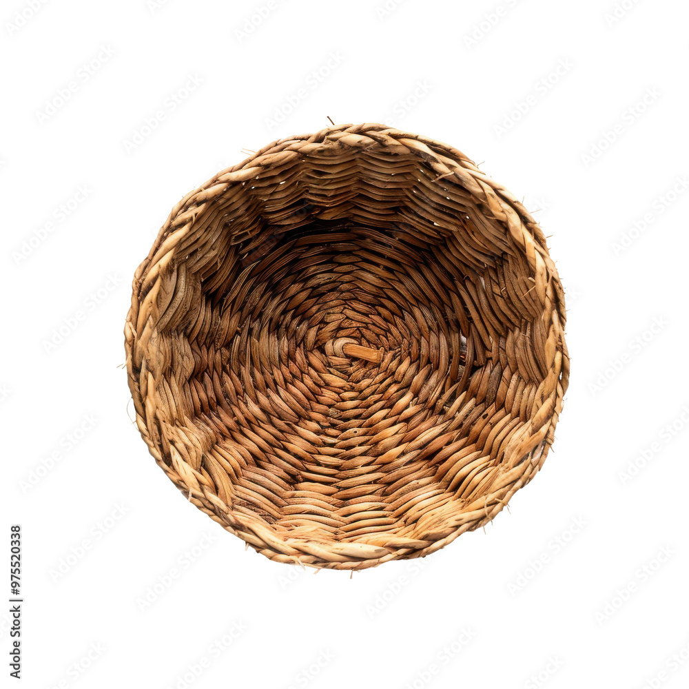 Fototapeta premium Transparent A basket made of straw is sitting on a white background