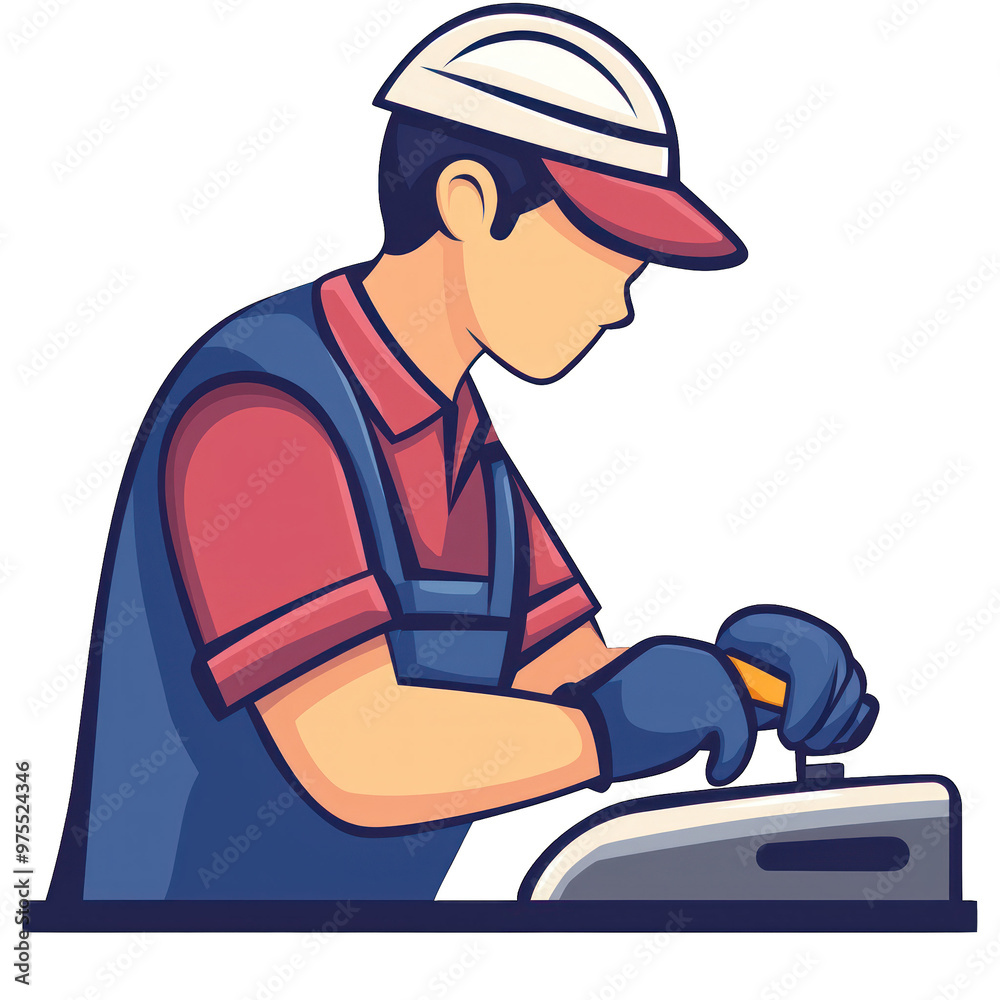 Focused worker using a tool, wearing safety gear, representing hardworking craftsmanship and dedication to quality. transparent background Focused worker using a tool, wearing safety gear, representing hardworking craftsmanship and dedication to quality. transparent background