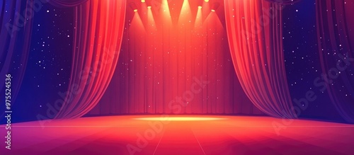 Dramatic Stage Unfolding With Lighting And Curtains photo