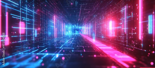 Wallpaper Mural Digital Neon Light Background In Cyberspace Technology Torontodigital.ca