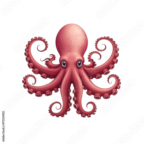 Illustration of a cute octopus with big eyes and vibrant colors, perfect for marine-themed designs or educational materials. transparent background photo