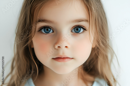 a 5-year-old girl on a white background.