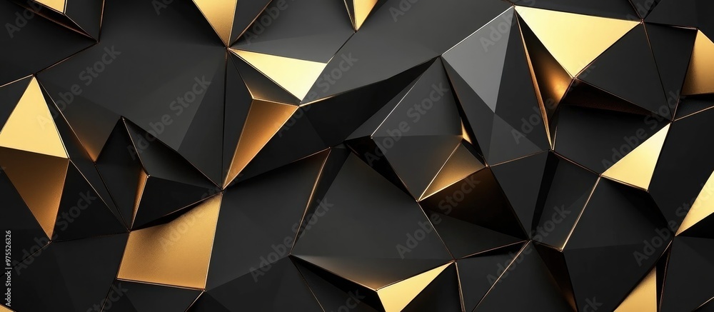 Digital Abstract 3D Wallpaper Background With Golden And Black Triangles Digital Abstract 3D Wallpaper Background With Golden And Black Triangles