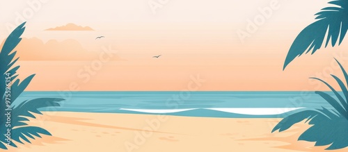 Beautiful Beachfront Sea View Vacation Banner Background