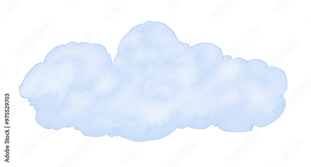 Cloud big fluffy blue in watercolor technique neat illustration color children's for printing and web use Cloud big fluffy blue in watercolor technique neat illustration color children's for printing and web use