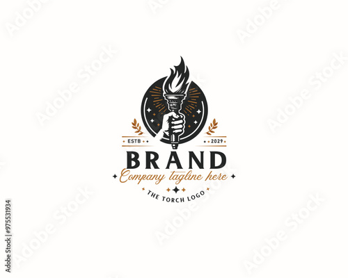 Set bundle Burning Torch fire flame logo design for business company
